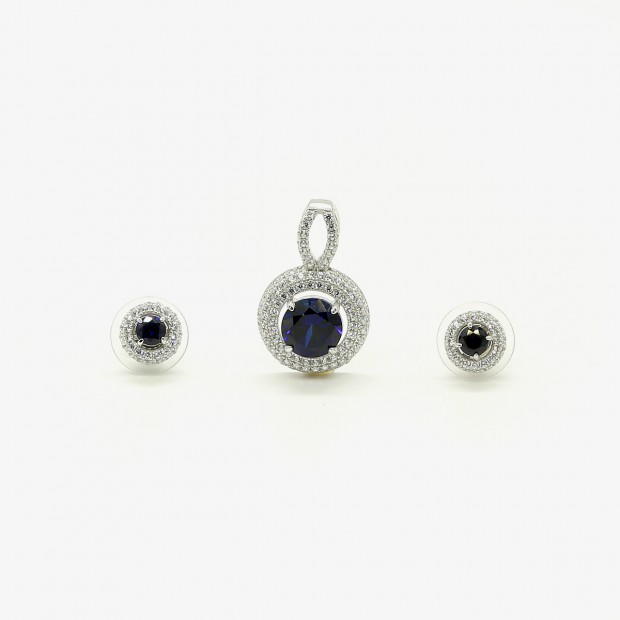 Blue Sapphire Zircon Pendent Set