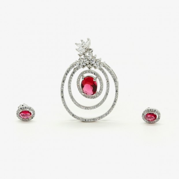 Ruby Hanging Zircon Pendent Set