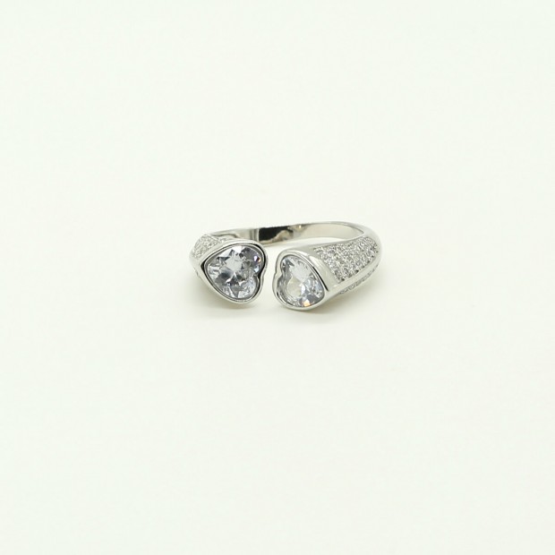 Dual Heart Zircon Open Ring