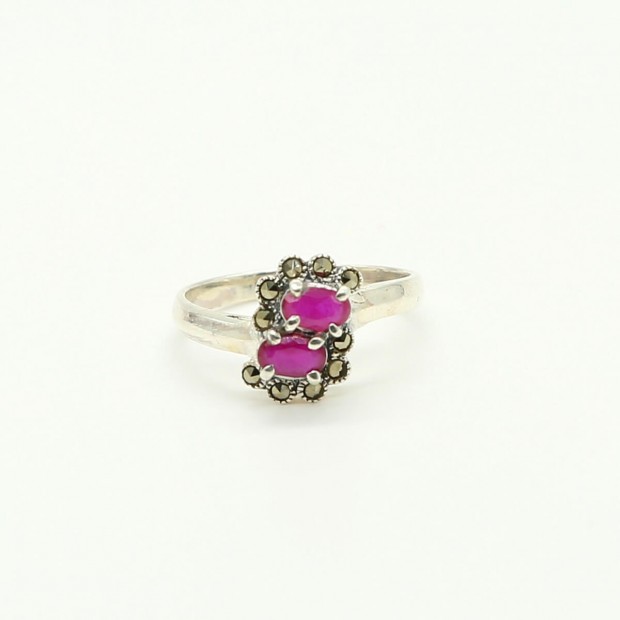 Dual Ruby Marcasite Antique Ring