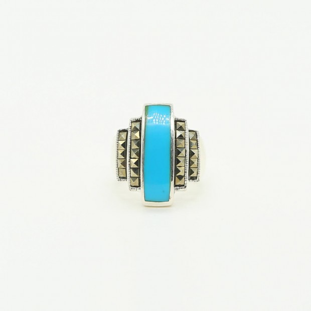 Turquoise Marcasite Antique Ring