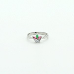 Crown Ruby-White-Emrald Zircon Ring