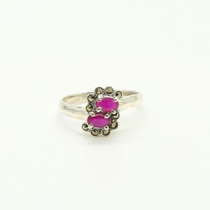 Dual Ruby Marcasite Antique Ring