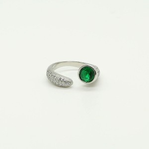 Emerald Zircon Open Ring