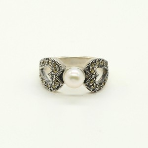 Pearl Marcasite Antique Ring