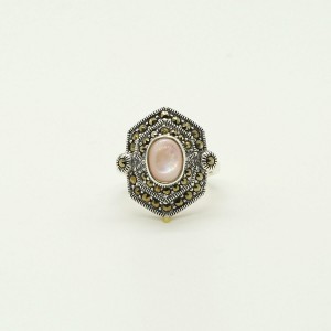 Rose White Marcasite Antique Ring