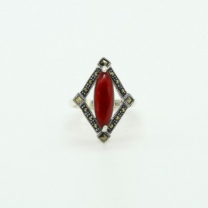 Ruby Marcasite Antique Ring