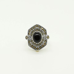 Black Eye Marcasite Antique Ring