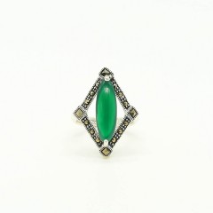 Jade Emarald Marcasite Antique Ring