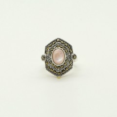 Rose White Marcasite Antique Ring