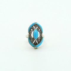 Turquoise Eye Marcasite Antique Ring